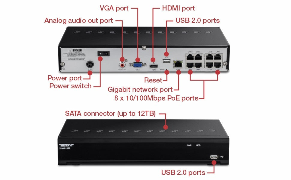TRENDnet 8-Channel H.265 4K (8MP) PoE NVR