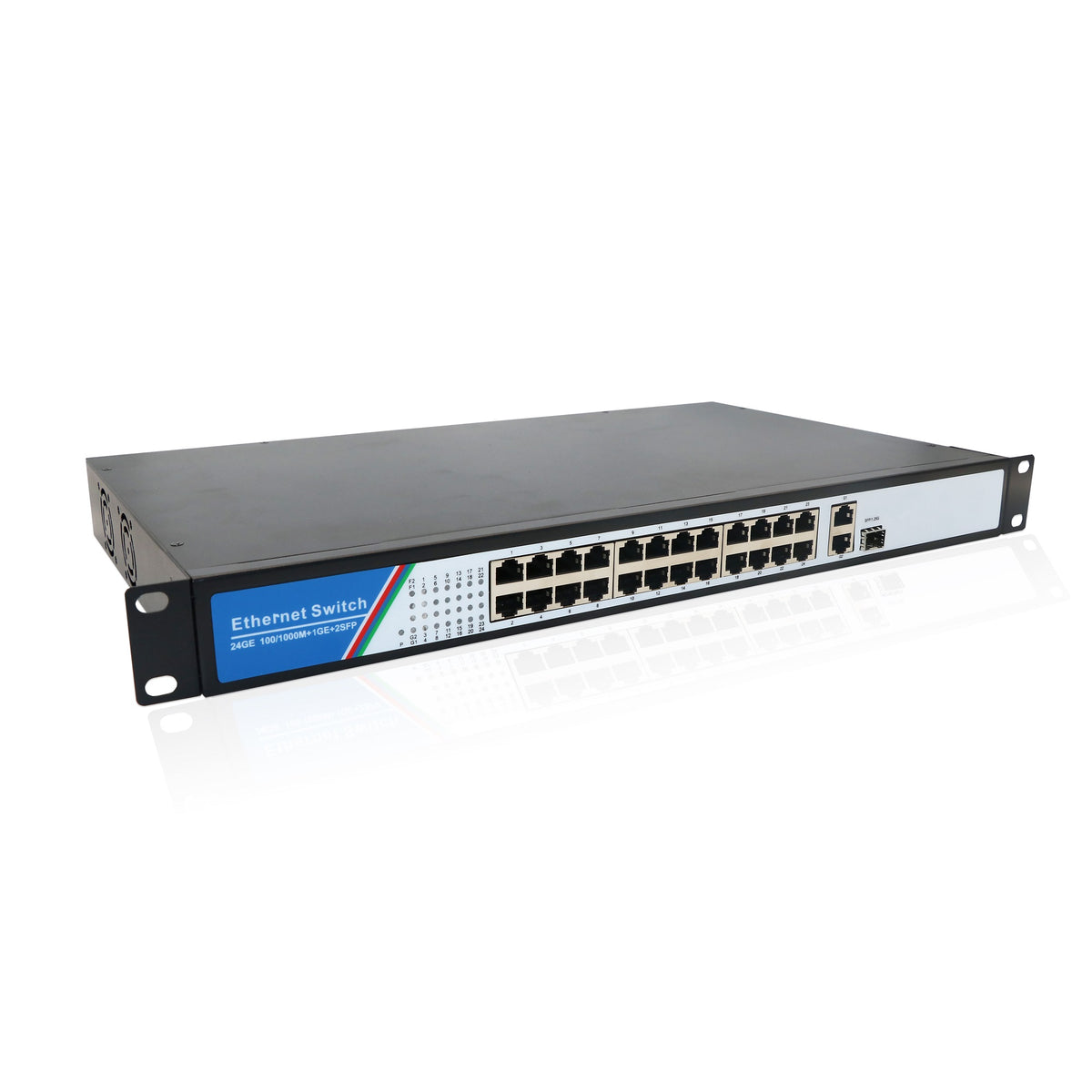 Gigabit 24-Port Network PoE, 2GE, and 1SFP Poe Unmanaged Switch, Rack-mountable